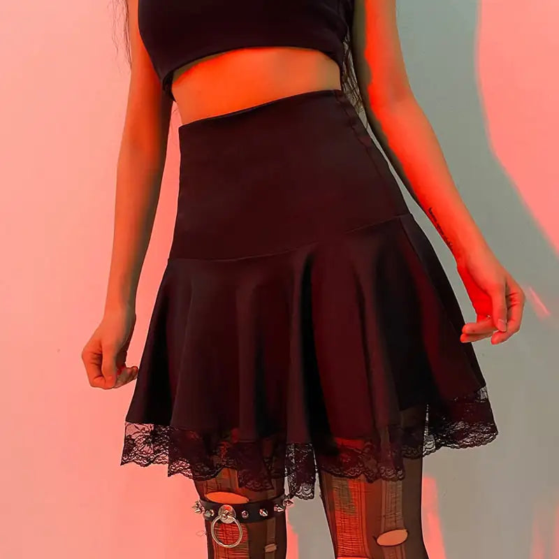 Elegant Lace Pleated Skirt