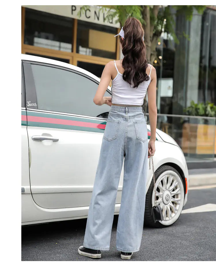 Chic High-Waist Ripped Denim for Women