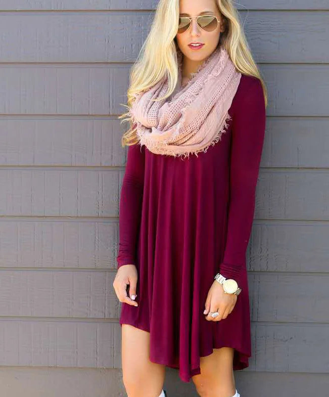 Chic Irregular Hem Long Sleeve Dress