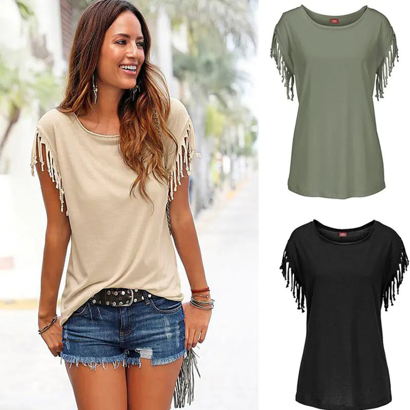 Women's Plus Size Tassel Tee