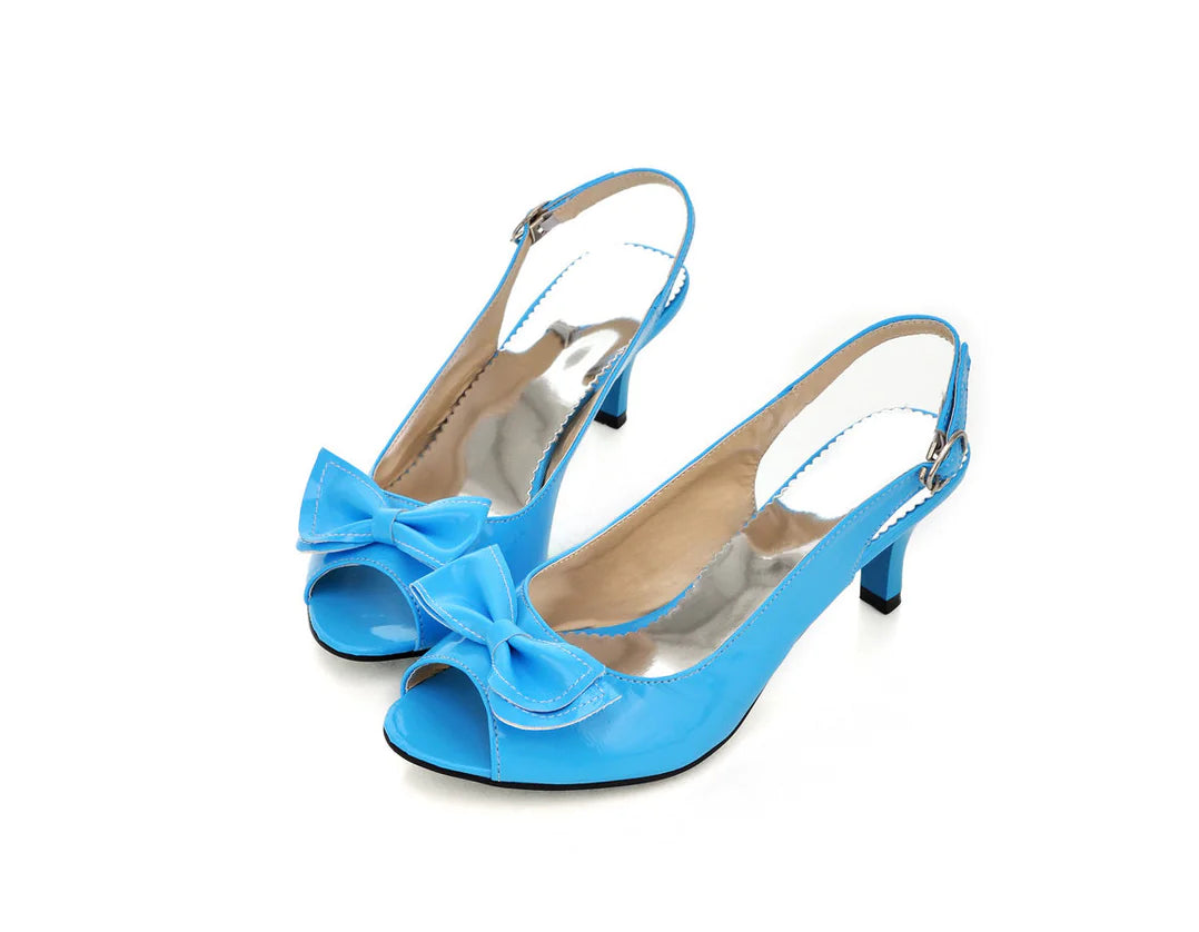 Chic Bow-Topped Mid-Heel Sandals