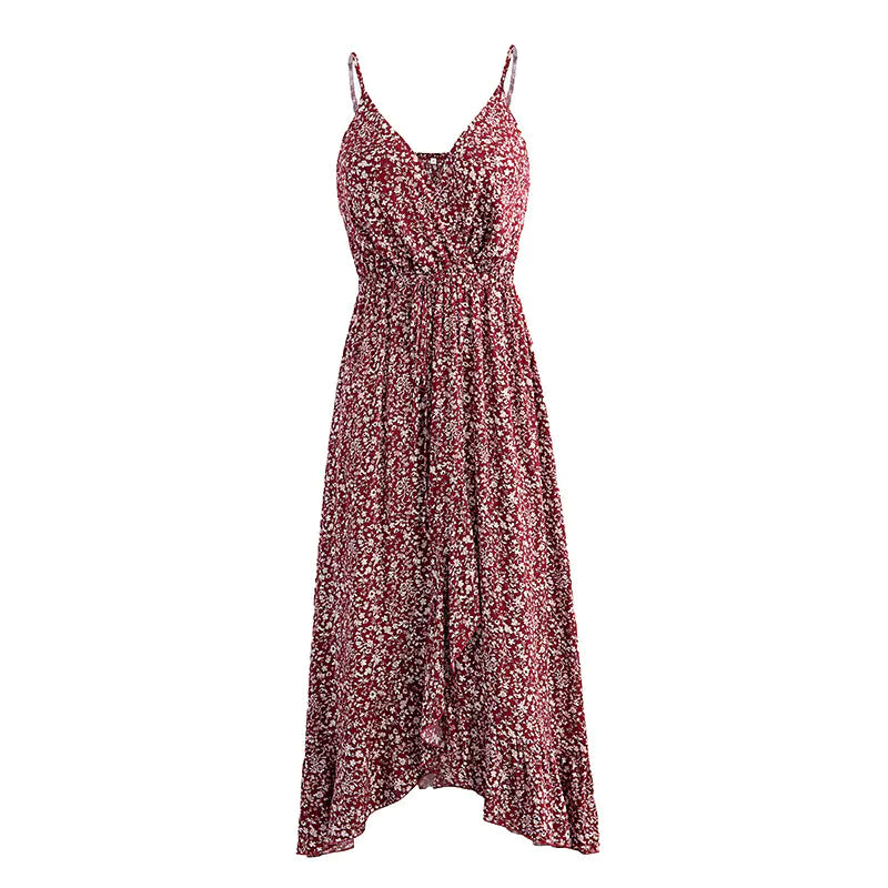 Chic Blossom Maxi Dress with Knot Straps