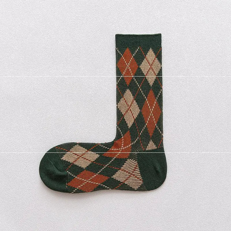 Japanese Cotton Rhombus Patterned Socks