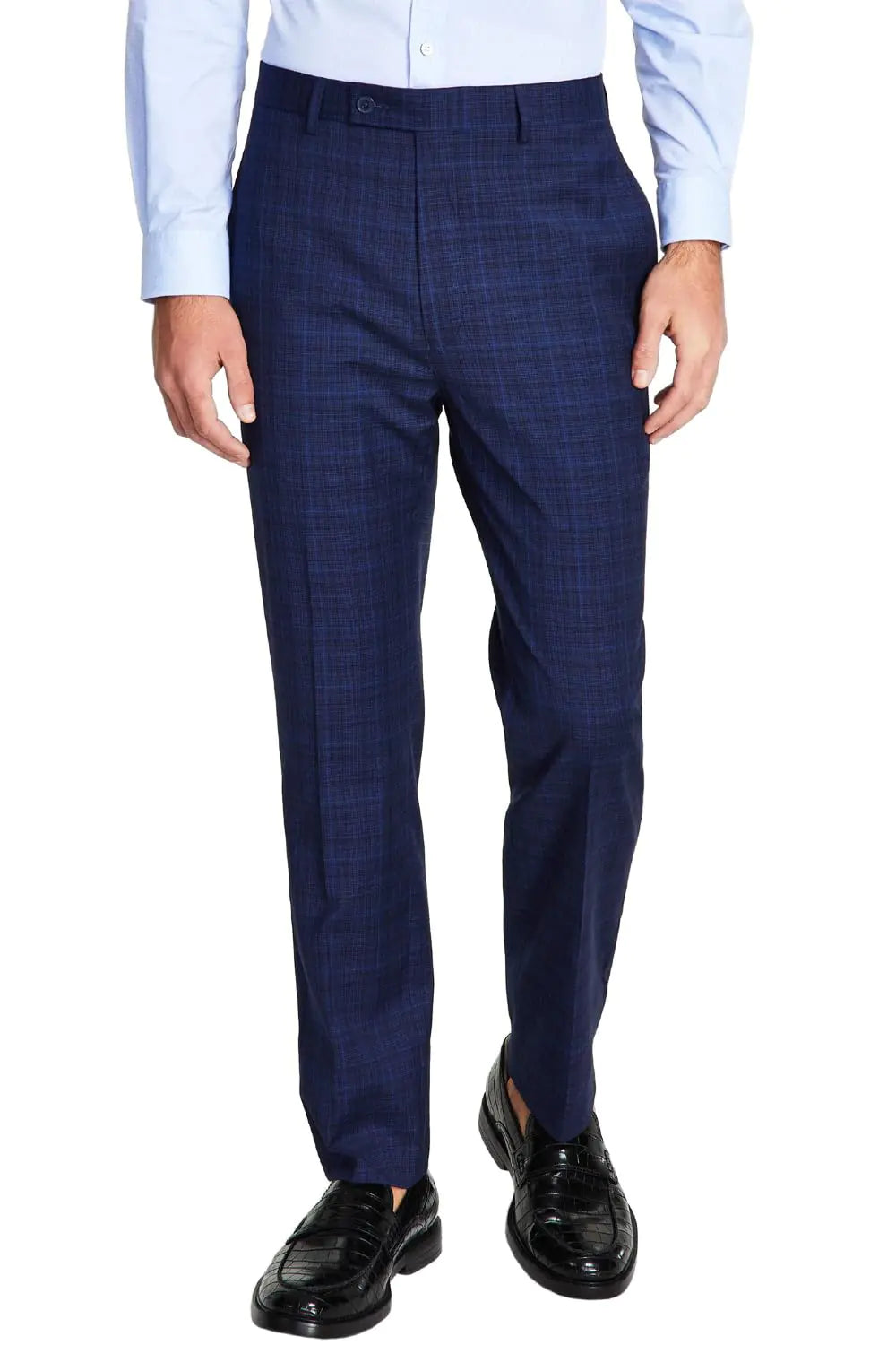 Calvin Klein Mens Slim Fit Plaid Suit Pants Blue 34/34