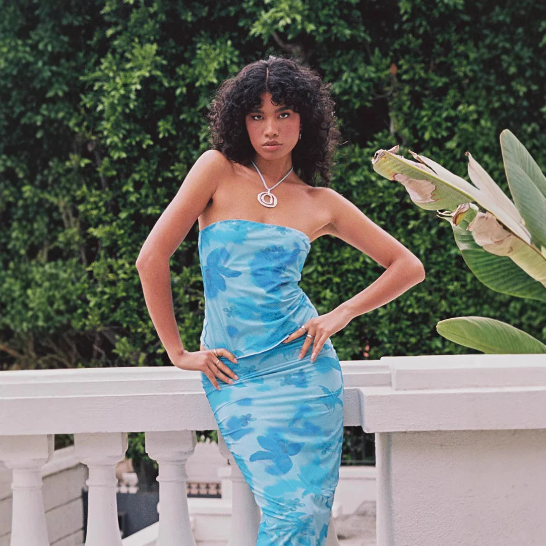 Patterned Tube Top & Skirt Combo