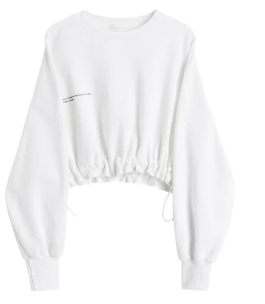 Chic Neoprene Lantern Sleeve Crop Top