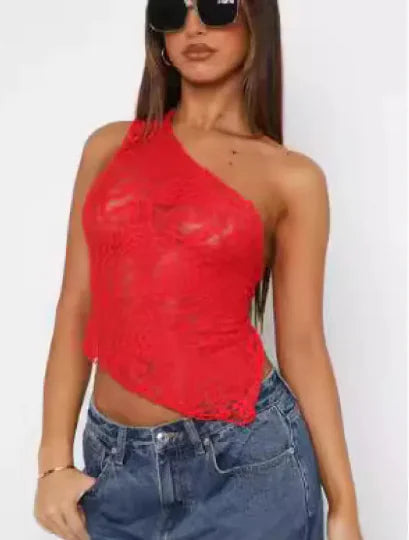 Chic Lace-Up Asymmetrical Top