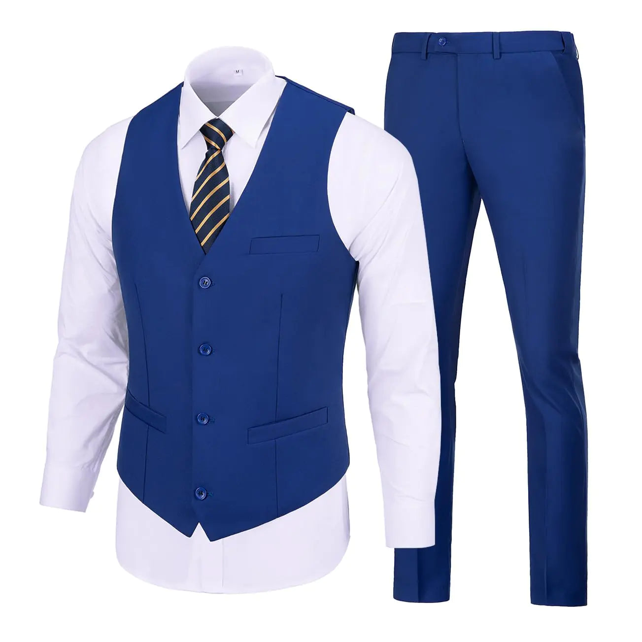 Royal Blue Men's Tuxedo & Vest Set - Slim Fit Wedding Suit