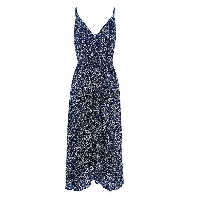 Chic Blossom Maxi Dress with Knot Straps