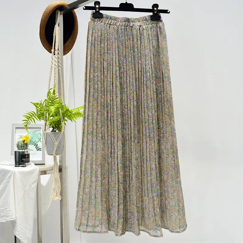 Elegant Floral Silk Skirt