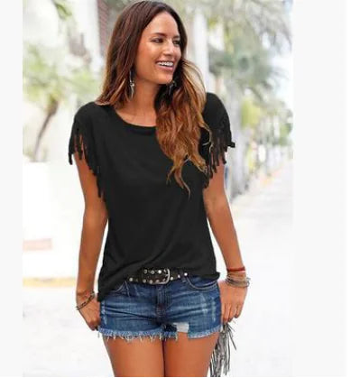 Women's Plus Size Tassel Tee
