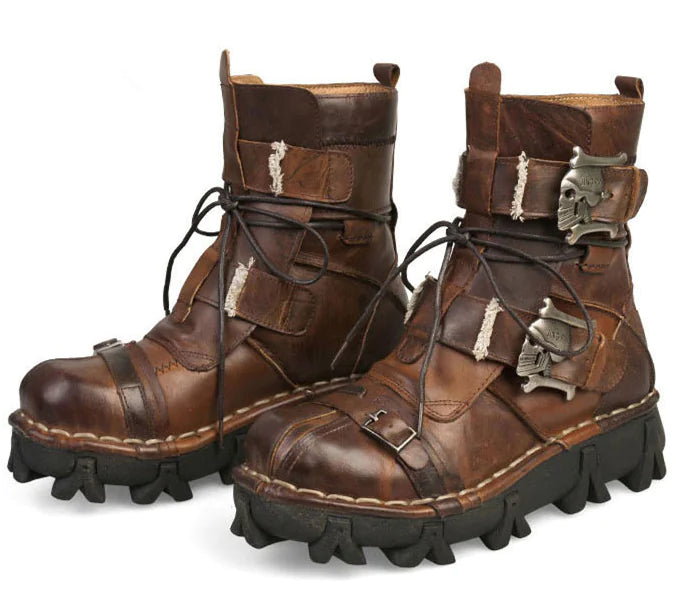 Steampunk Leather Military Boots