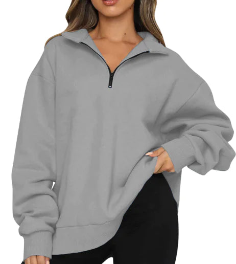 Chic Zip-Up Polo Pullover