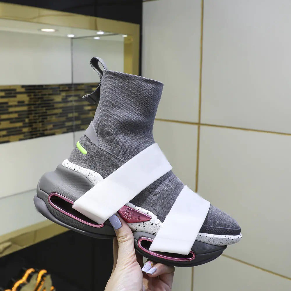 Casual High-Top Sock Sneakers with Grip Sole