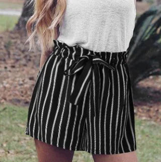 Chic Striped Bow Shorts