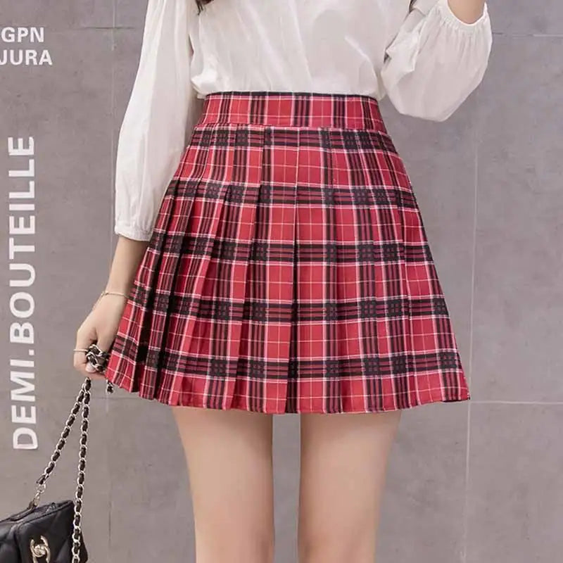 Chic A-Line Plaid Pleated Skirt for Women