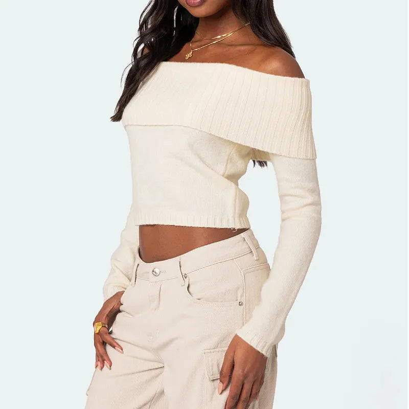 Ladies' Elegant Off-Shoulder Sweater