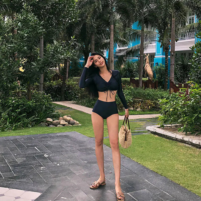 Chic Long Sleeve Two-Piece Swimsuit