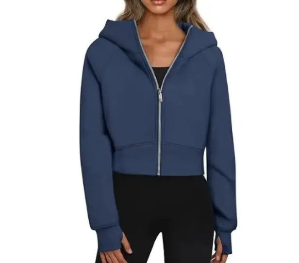 Ladies' Velvet Hooded Zip Sweatshirt