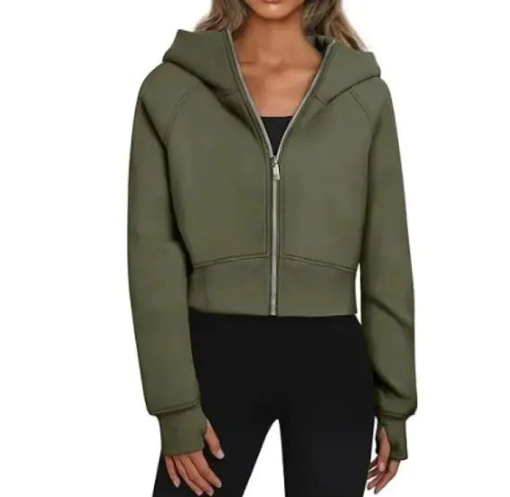 Ladies' Velvet Hooded Zip Sweatshirt