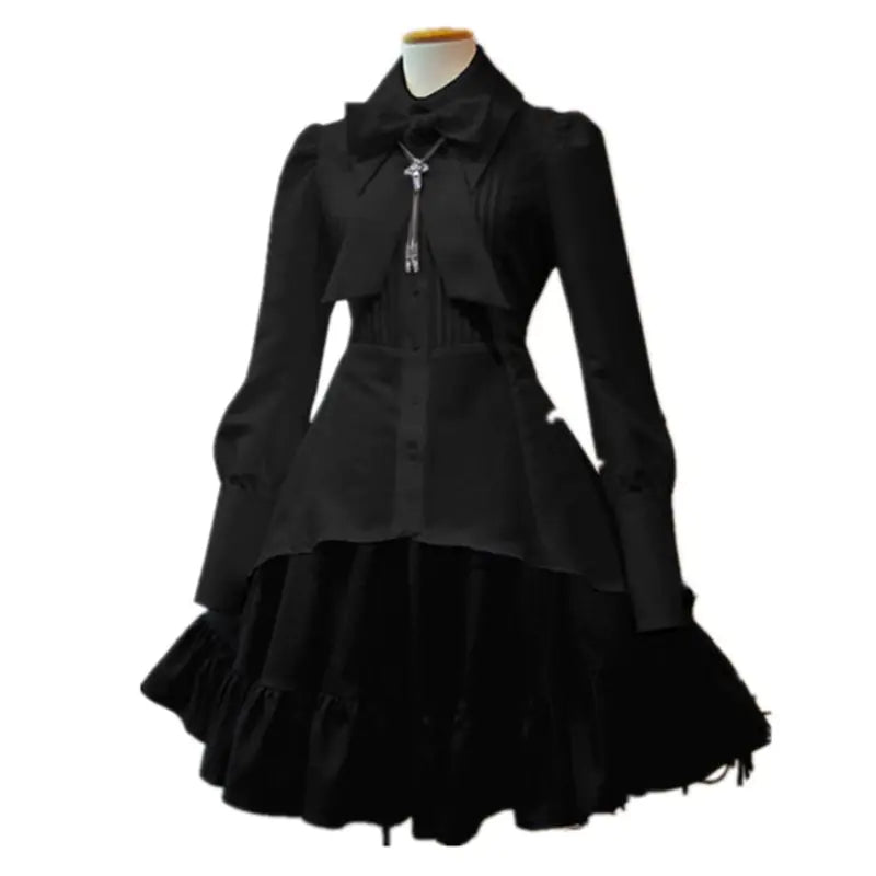 Chic Ruffled Princess Gown with Bow Tie
