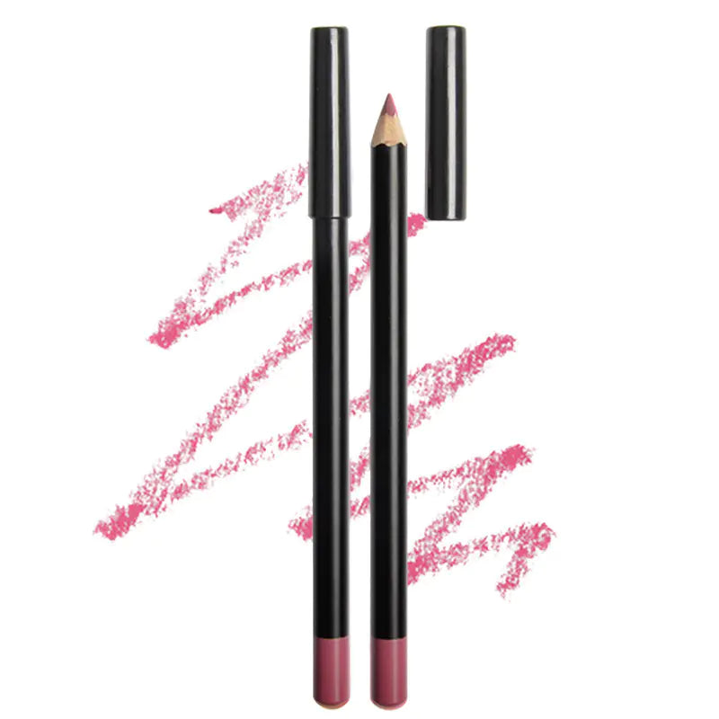 12-Piece Black Wooden Waterproof Lip Liners