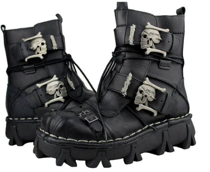 Steampunk Leather Military Boots