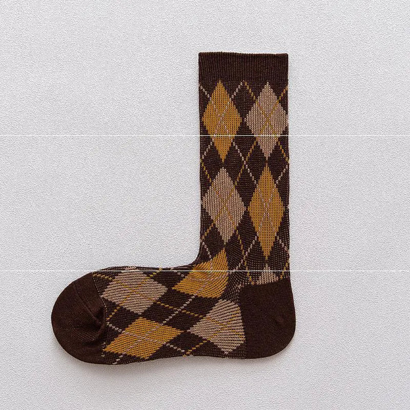 Japanese Cotton Rhombus Patterned Socks