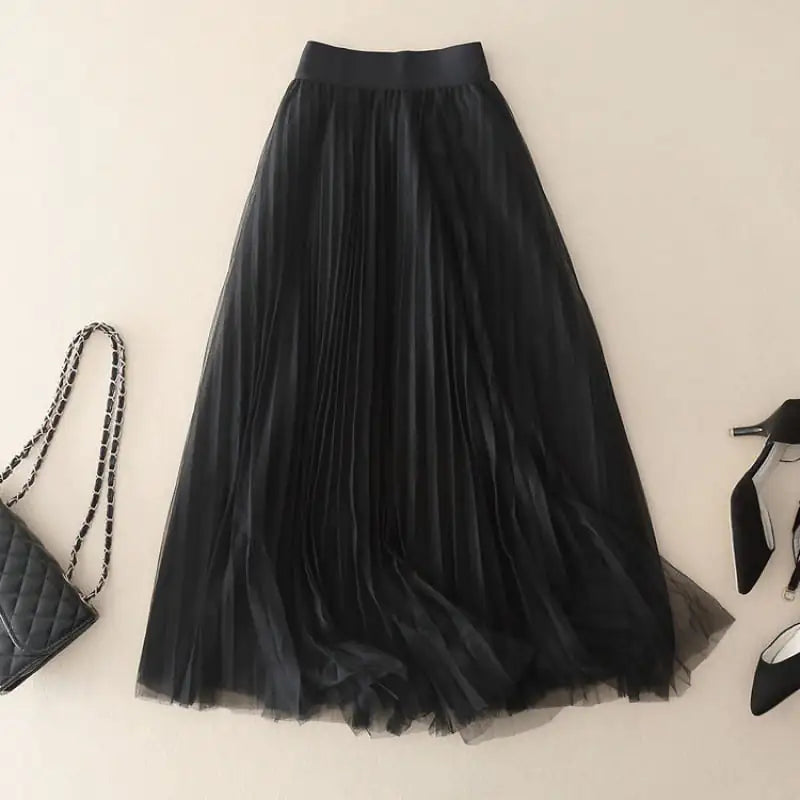 Chic Pleated Gauze Skirt
