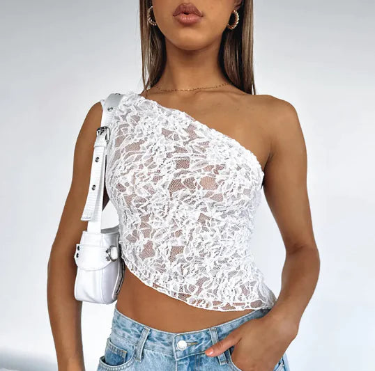 Chic Lace-Up Asymmetrical Top