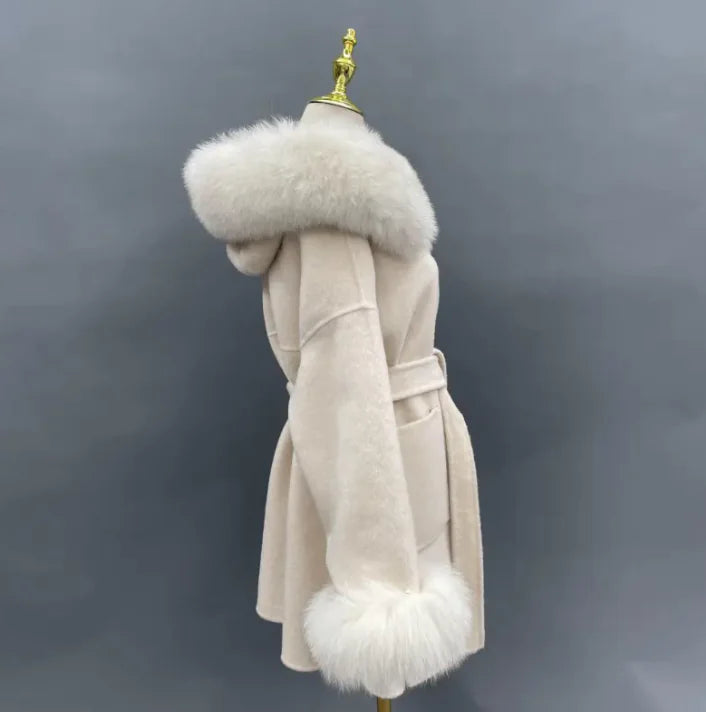 Woolen Fur-Collar Coat