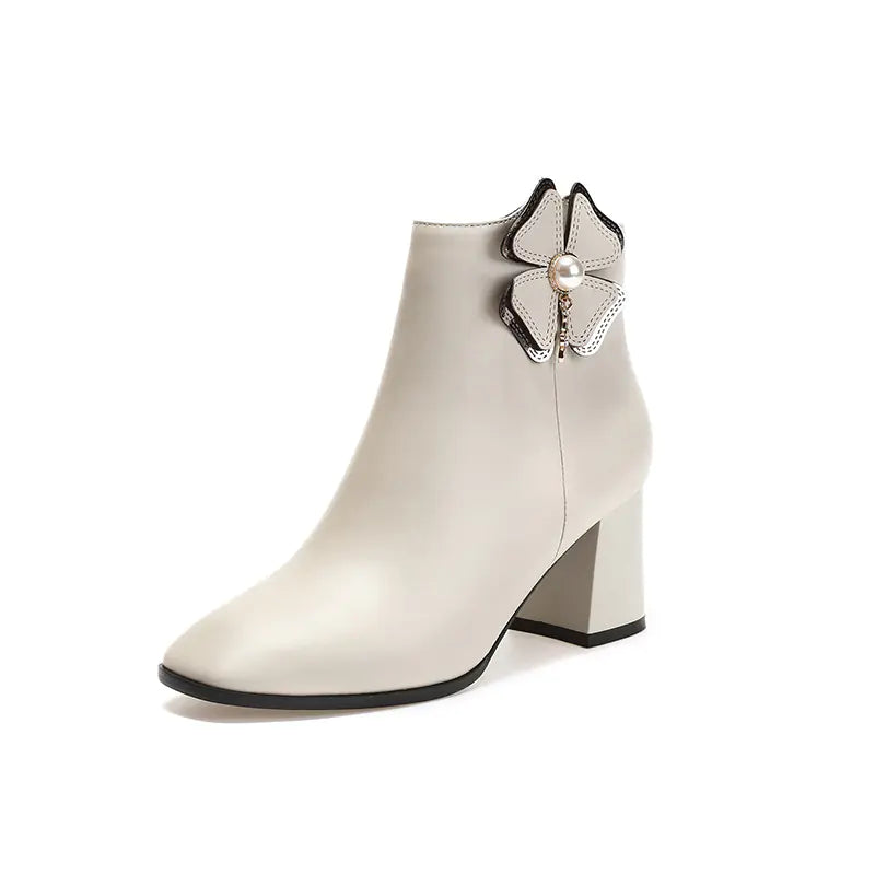 Chic Leather Square-Toe Booties