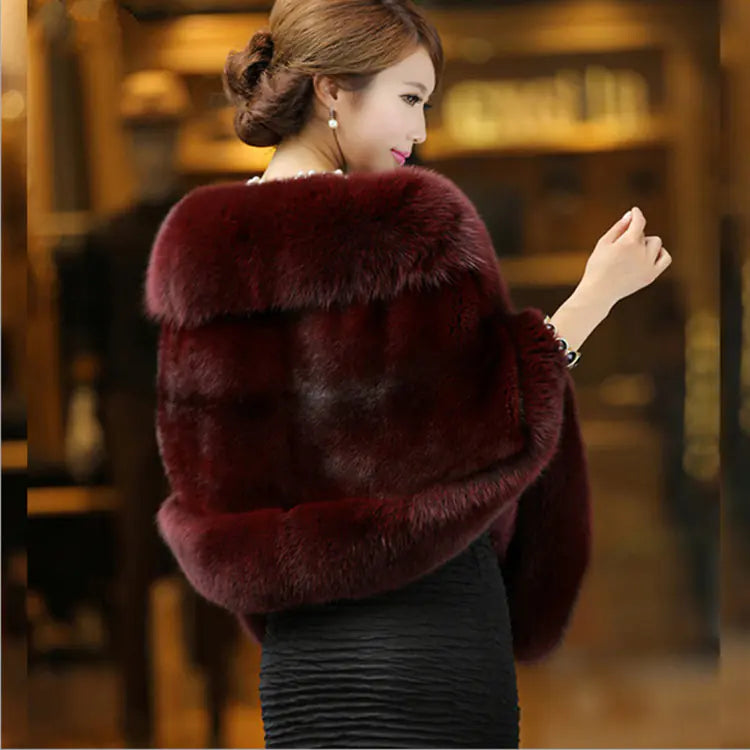 Elegant Bridal Faux Fur Wrap - Chic Wedding Cape
