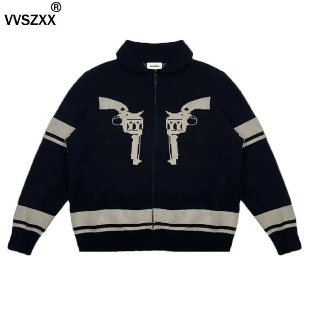 Retro Zip-Up Cardigan Sweater for Men