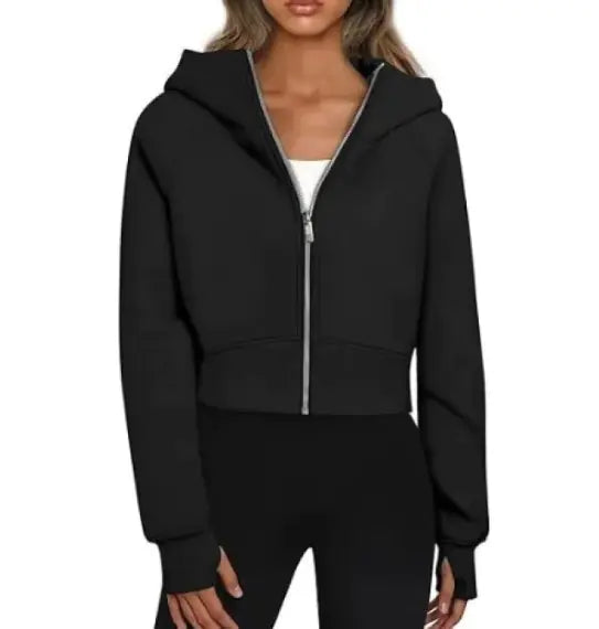 Ladies' Velvet Hooded Zip Sweatshirt