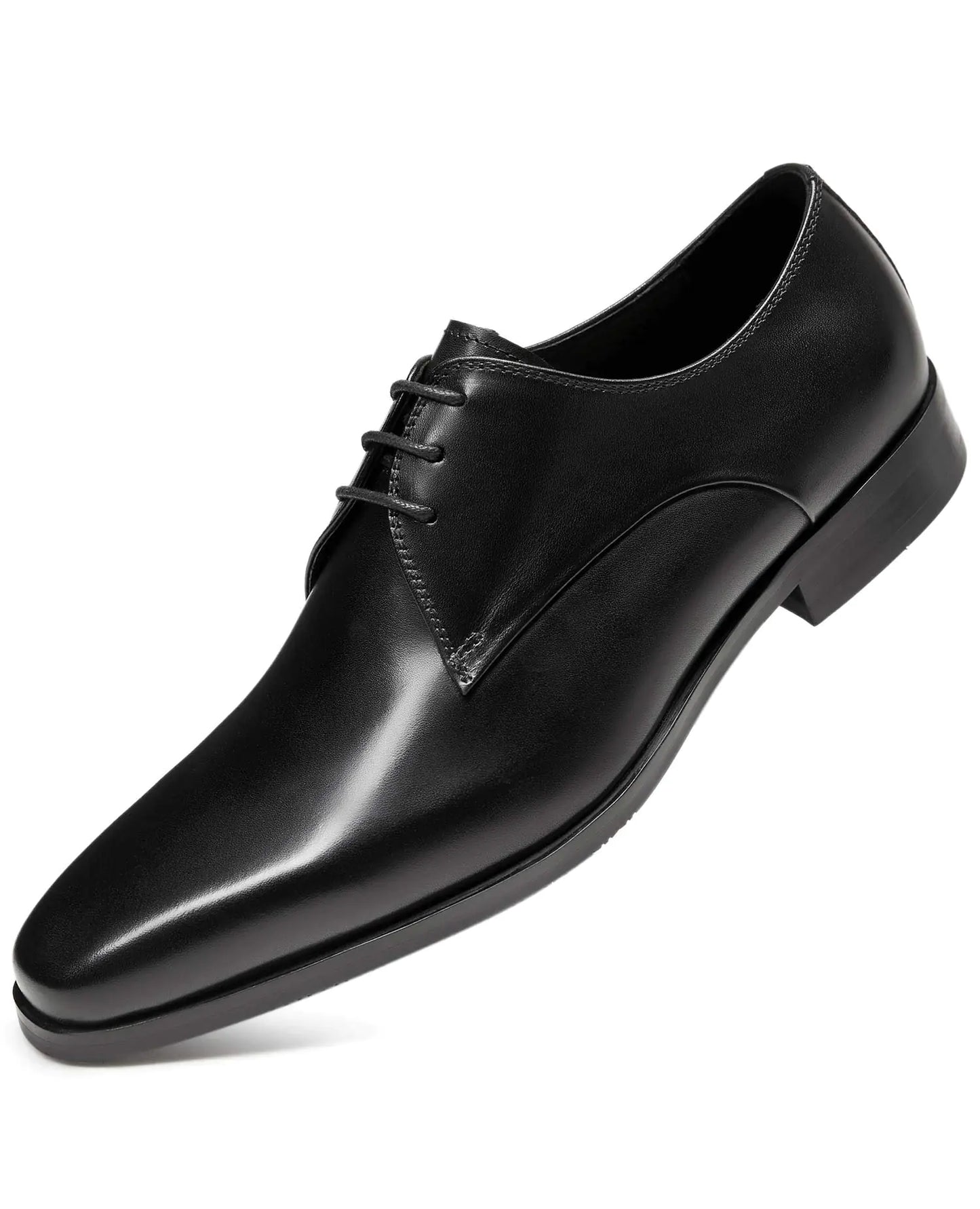 FRASOICUS Mens Leather Oxfords - Polished Black Dress Shoes