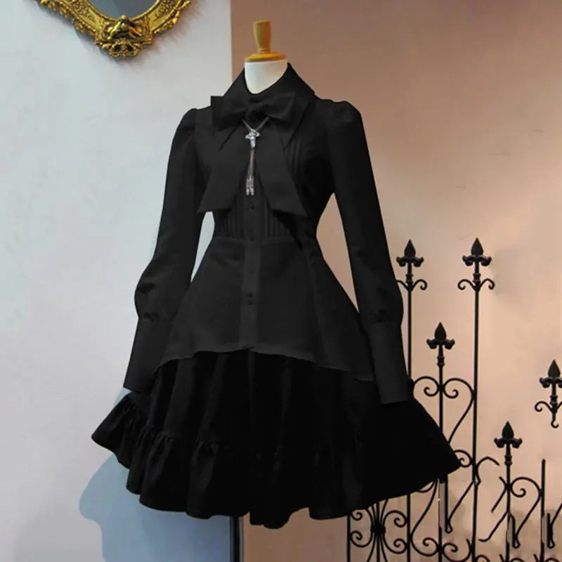 Chic Ruffled Princess Gown with Bow Tie