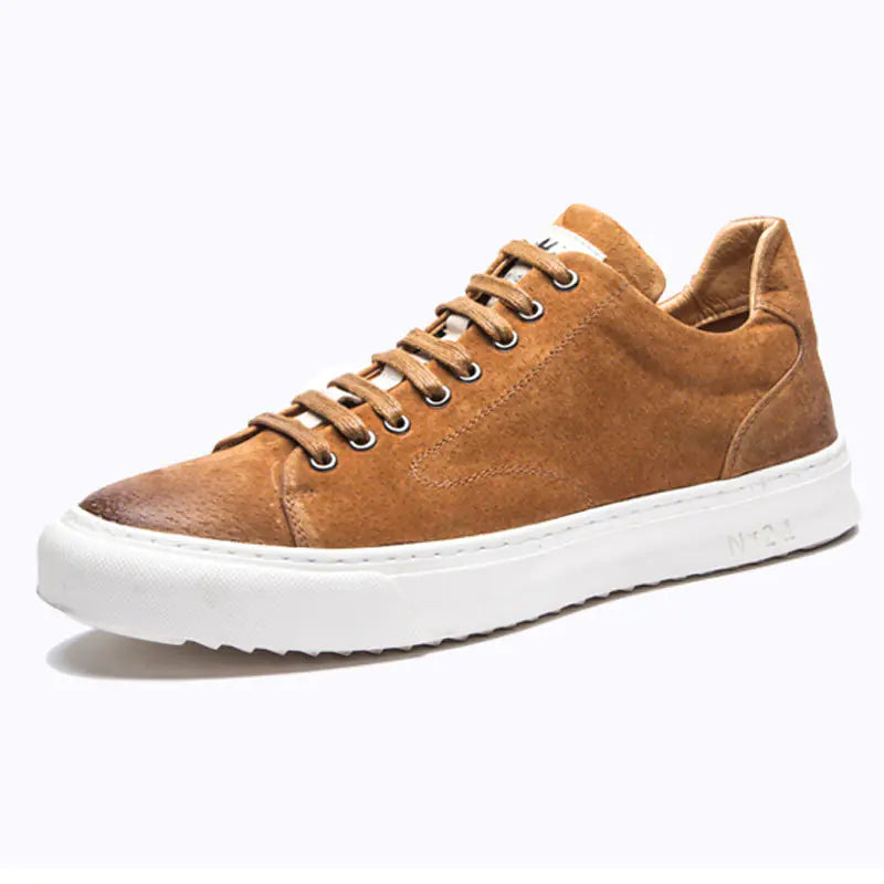 Men's Suede-Trim Leather Sneakers