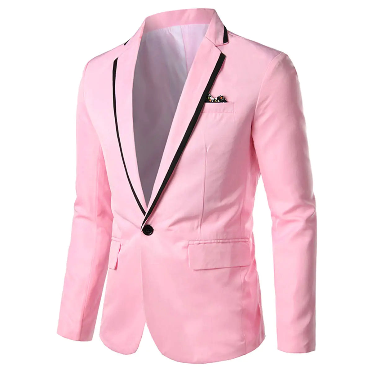 Men's One-Button Slim Business Blazer - Pink