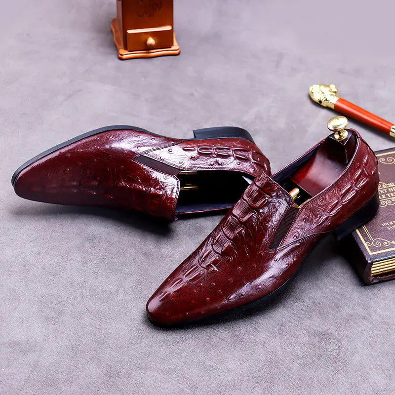 Crocodile Textured Business Loafers