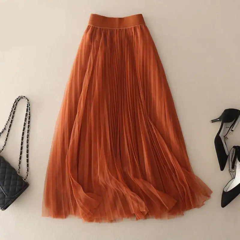 Chic Pleated Gauze Skirt