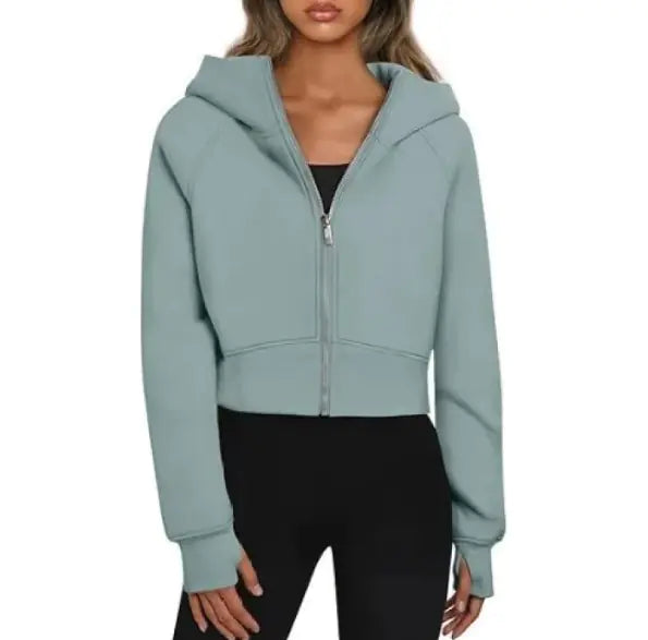 Ladies' Velvet Hooded Zip Sweatshirt