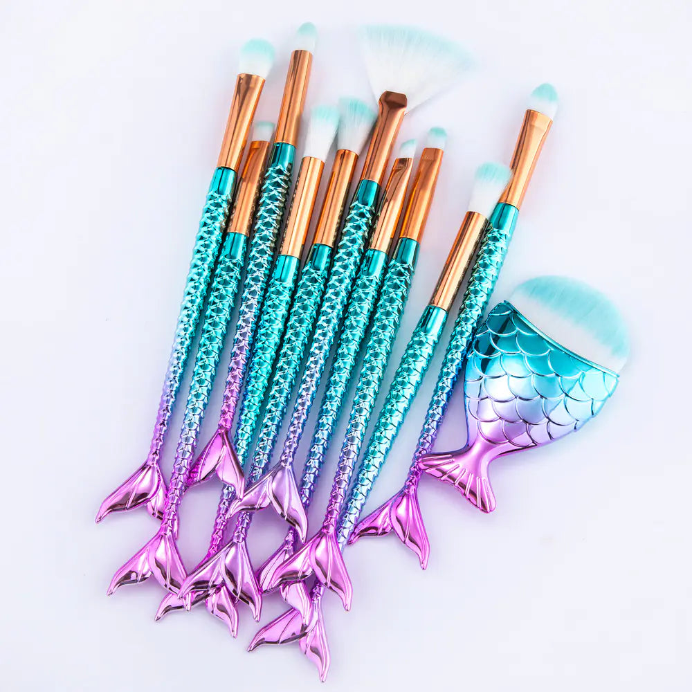 11-Piece Enchanted Mermaid Makeup Brushes