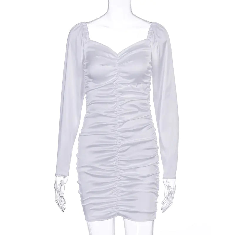 Elegant Long Sleeve Pleated Dress