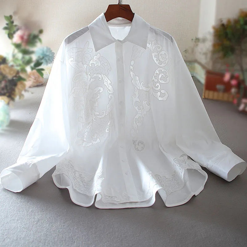 Elegant Embroidered Oversized Blouse