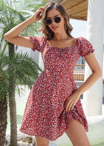 Printed Cross-Back Elegance Dress