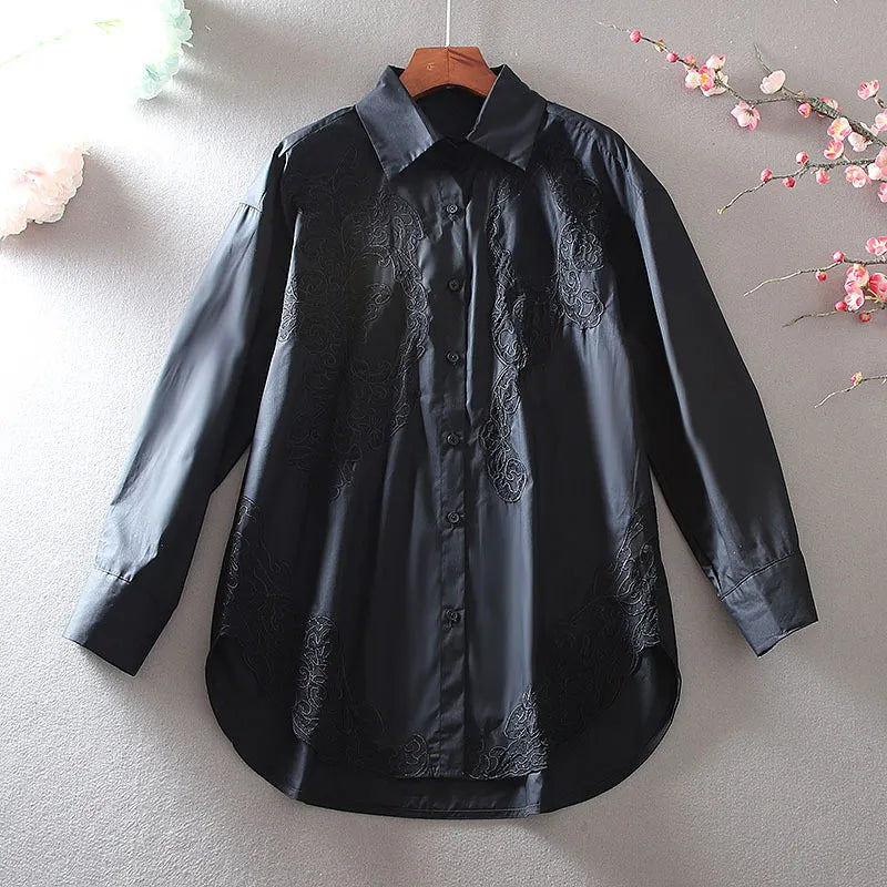 Elegant Embroidered Oversized Blouse