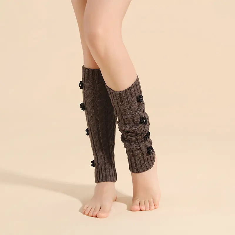 Festive Floral Knit Sock Warmers