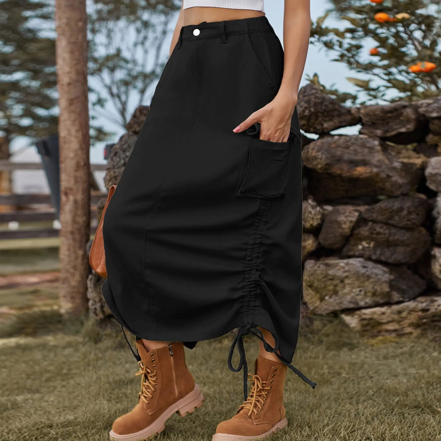 American Denim Casual Midi Skirt