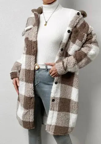 Ladies' Plaid Fleece Longline Top